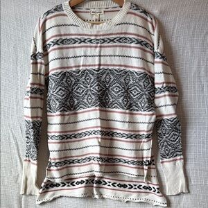 Patterned Knit Sweater in Cream and Black